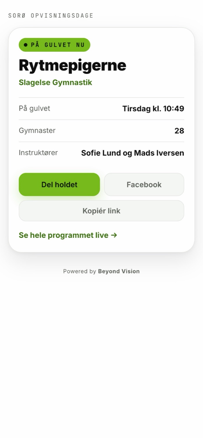 A team page on a phone with the team's name, logo, time and countdown.