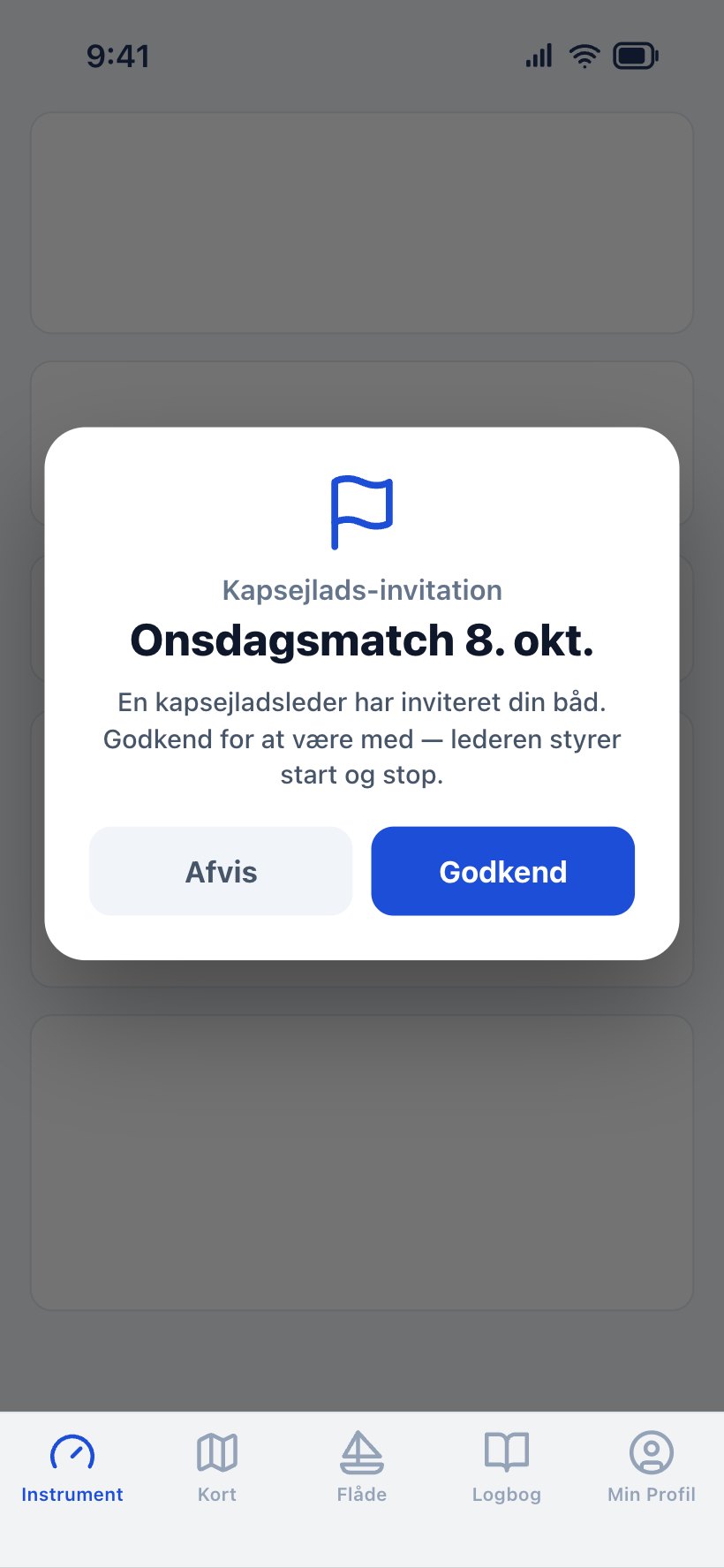 The race invitation in the app with Decline and Accept buttons.